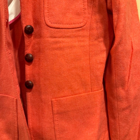 Vintage J Crew Coral Scottish Blazer Leather Buttons Size 12 - Picture 3 of 8